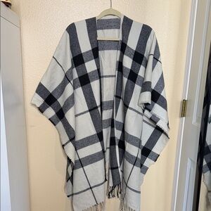 Lane Bryant Black and White Plaid Poncho
